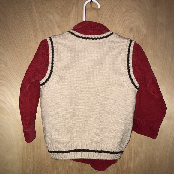 Gymboree Reindeer Sweater Vest & Children’s Place Red Button Down Size 18 months - Picture 3 of 7
